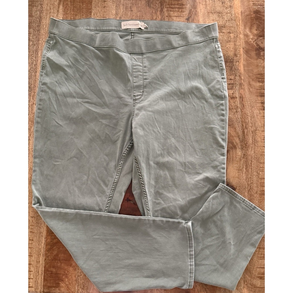 Soft Surroundings Womens 2X Sage Green Pull On Stretch Straight‎ Leg Pants Plus